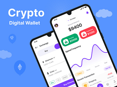 Crypto Digital Wallet App app designing app development b2cinfosolutions design illustration ui