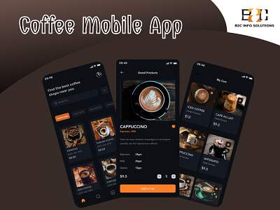 Coffee Mobile App android app animation app designing app development appdesign b2cinfosolutions design illustration ui ux