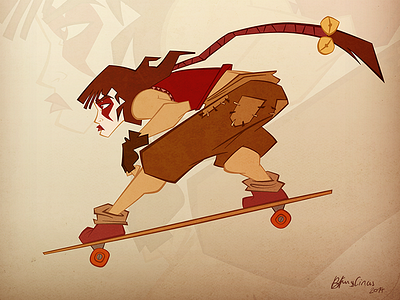 Norah Skate posing - The Descent (2014) bakuss character circus design longboard rider skate skategirl