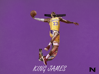 Lebron James Retro Ad Poster basketball brand branding design designer font gold graphic la lakers poster project purple retro sport text text type typography yellow
