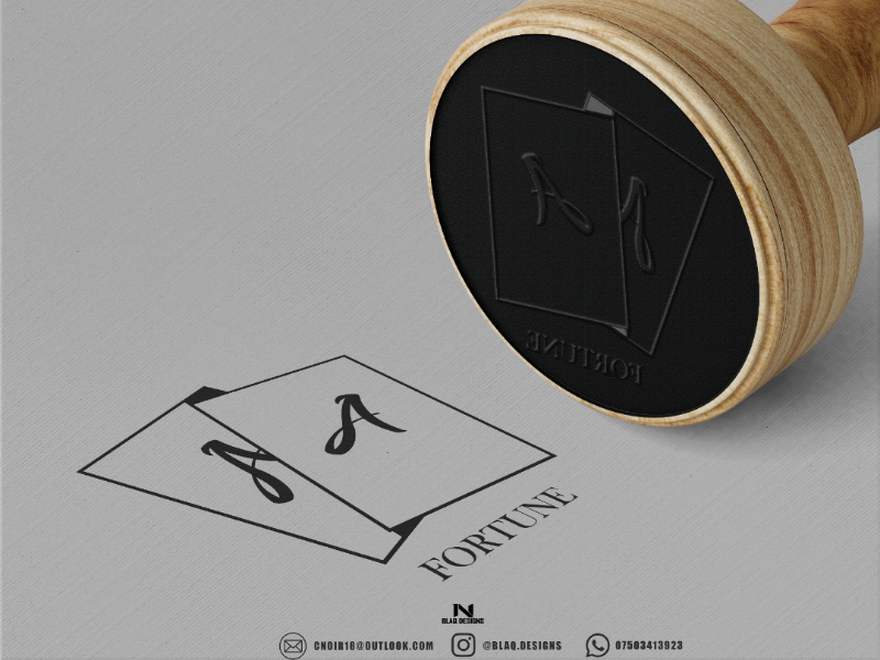FORTUNE LOGO CONCEPT INK STAMP MOCK UP vector ui print poster photoshop minimal logo illustration graphicdesign graphic design flat digital design concept branding brand black artwork art