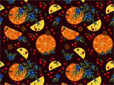 Warm pattern illustration juniper lemon orange pattern vector