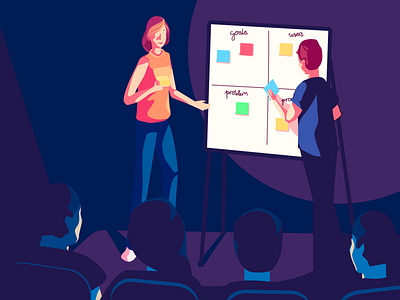 UX4Sight - UX Training art direction audience character design group illustration presentation stage training vector