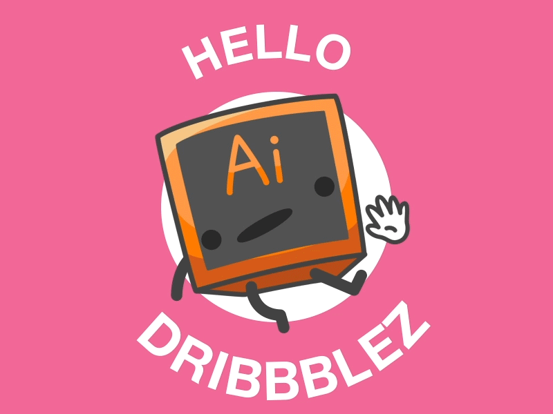 "Hello, Dribbblez" - Mr. Illustrator aftereffects animation cute debut derp illustrator motiongraphics