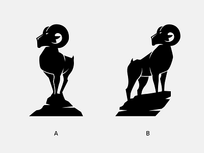 Ram: A or B ? animal aries beast black goat identity logo logotype ram rock symbol