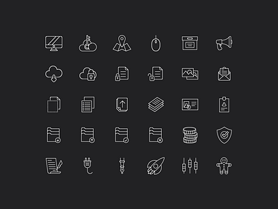 Linear icon set design graphic design icon icons illustrator layout linear monochrome pixel pixel perfect ui vector