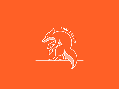 Smart as f*x animal clever fox foxy ginger linear logo logotype orange redhead smart wild