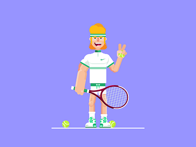 Old-fashioned tennis player 🎾 anatomy ball cartoon character character design court flat game illustration nike old fashioned old school player racket sneakers sport swoosh tennis tennisman vector