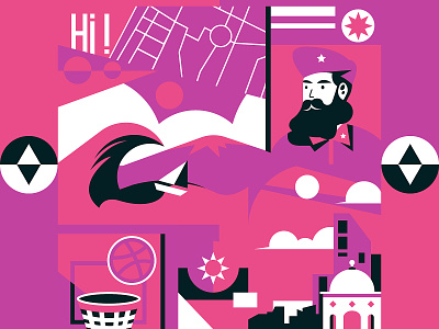 Hi! debut design dribbble invite first shot flat design illustration pink