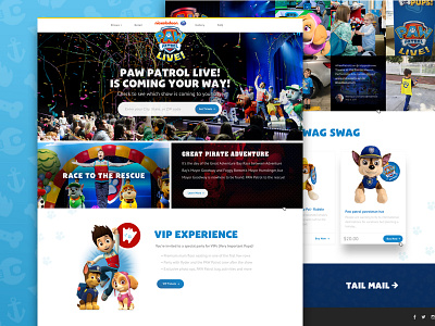 Paw Patrol Live! - Homepage landing page layout sketch ui ux web web design