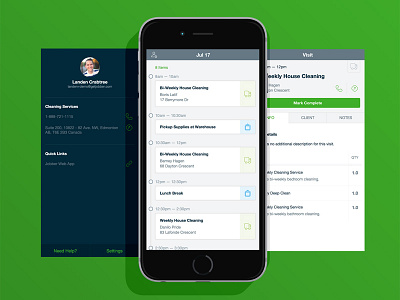 Jobber Mobile App Preview app green mobile ui