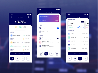Nimbus | Mobile Banking App app bank bitcoin crypto design fintech mobile money ui user interface ux