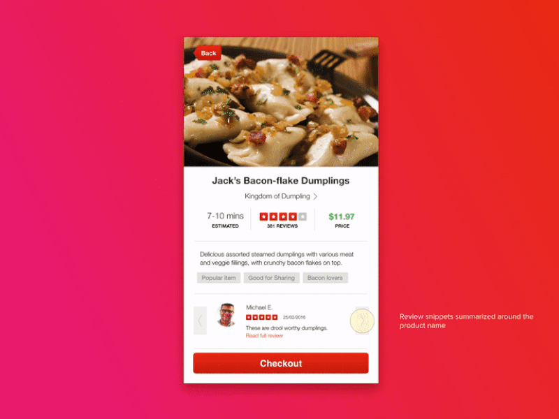Checkout (food delivery) animation checkout mobile ui