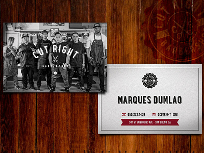 CutRight Barbershop business card