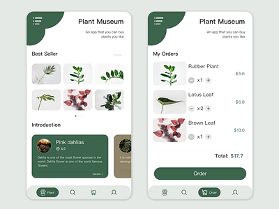 Plant Museum App UI app design plant ui