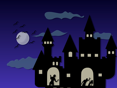 Halloween vibes adobe illustrator animation art artwork blue castle design graphic halloween halloween party illustration illustrator night nightmare vector