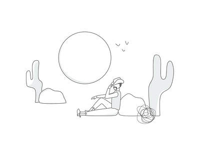 No Activity activity cactus cowboy desert design empty state empty states illustration line linework minimal no activity tumbleweed vector