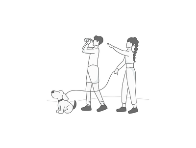 Look abstract binocular character design dog illustration line linework look minimal people vector