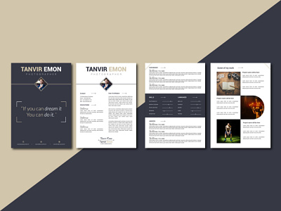 Professional 4 Page Resume CV Template Design