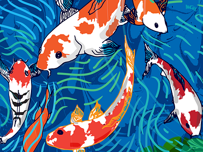 Koi Pond Sunday, marzo 2021 artwork fish graphic design illustration illustrator ilustradora koi fish koi pond