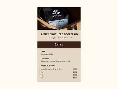 Coffee Receipt coffee daily ui 017 dailyui email receipt