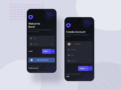 Login and Create Account Screen by Decodes Studio on Dribbble