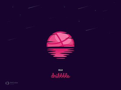 Hello, Dribbble art design dribbble illustration illustrations sunset uiux welcome welcome page