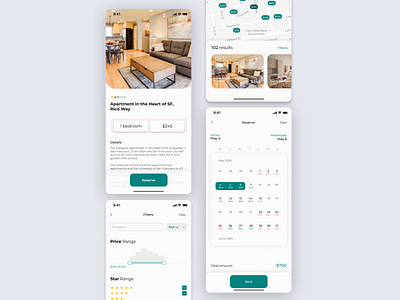 House Booking - Mobile Application apartment app application booking booking app business travel clean design estate figma search travel ui uiux ux