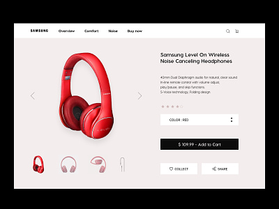 Product page design headphone headphones level page product red samsung
