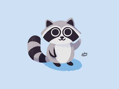 See you soon Raccoon animal blue digital art drawing illustration raccoon