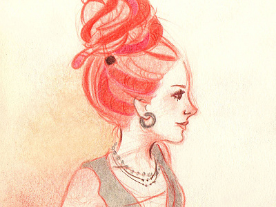 Remember ginger girl illustration red redhead traditional art vintage