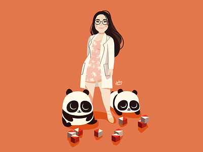 Panda girl girls illustration kohs blocks panda portrait psychologist red