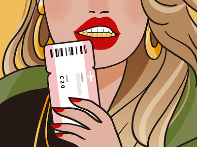Ticket de Salida album cover chiquis design digital art digital painting girl illustration music music art red lipstick ticket ticket de salida vector woman