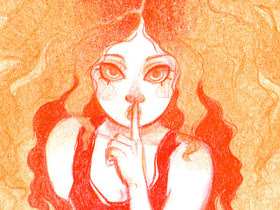 Without Caring character curly ginger girl illustration orange red redhead traditional art