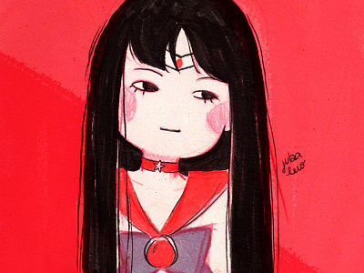 Sailor Mars fanart girl illustration red sailor moon traditional art