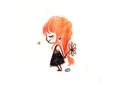Tiny ginger character ginger illustration ink red traditional art