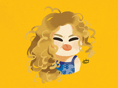 Jungle Girl character curly curly hair digital art digital painting drawing girl illustration jubalew kid selfportrait yellow