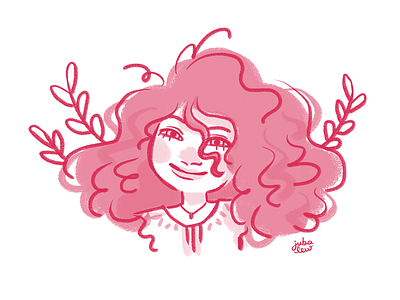 Cotton Candy Hair Girl art character cotton candy curly hair digital art digital painting drawing illustration pink