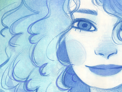 Blue is Grace blue character color pencils curls curly hair drawing girl grace illustration pastels traditional art