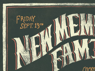 New Member Family Flyer hand drawn illustration lettering type typography vintage