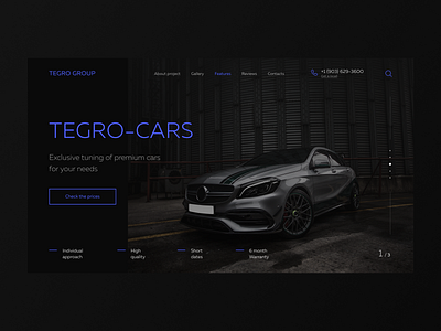 Tuning cars company website 2021 car concept dark design dribbble figma homepage interface landing minimal simple simple design tuning ui uidesign user interface ux webdesign website