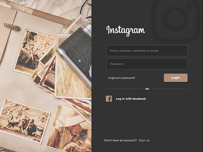 Redesign Instagram login page for desktop #1 Daily UI app daily ui design desktop instagram log in sign up social media ui ux website