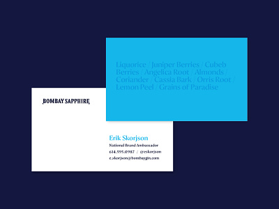 Bombay Sapphire Business Cards — Variant 5 branding businesscard gin minimalism minimalist print simple typography white space
