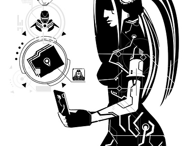Hackerina editorial fhacktions illustration mobile ui vector