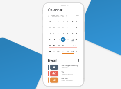 Calendar App adobexd android calendar calendar app calendar ui concept design ios ui