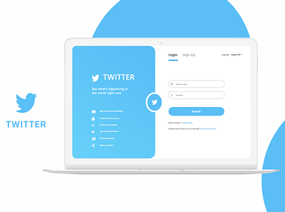 Twitter Simple Login Page concept desing login login page twitter twitter feed ui