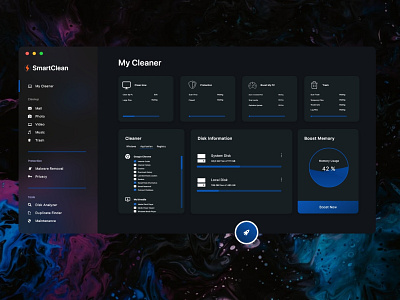 Smart Clean adobe xd cleaner concept dark ui design designer desktop ios linux mac os ui windows