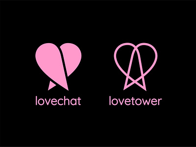 lovechat & lovetower Logo brand brand identity branding chat corporate identity design illustration logo logo design logodesigner love pink tower vector