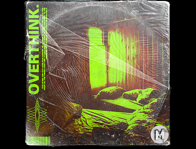 'Overthink' aesthetic album art branding cover art design emo lime logo midwest emo photoshop record record cover trending typography vector