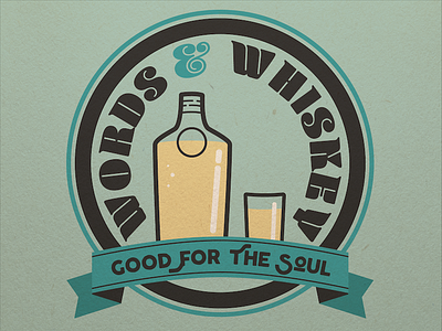 Words and Whiskey Badge badges illustration logo
